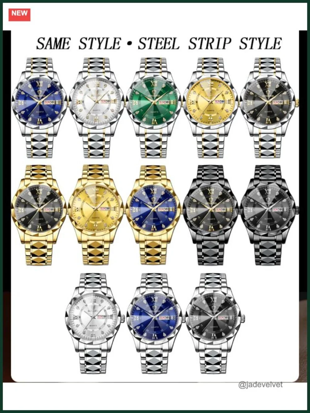 Men's Stainless Steel Roman Numeral Analog Quartz Watch with Day-Date Calendar,